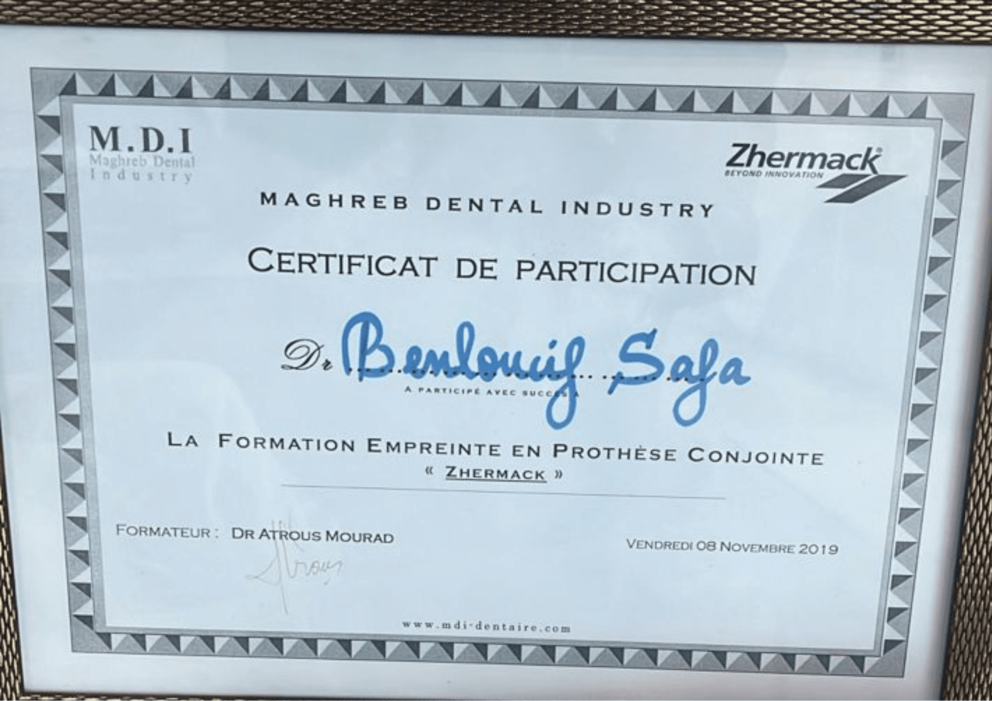 Formation empreinte end prothese conjointe Dr Atrous Mourad – Constantine - 2019