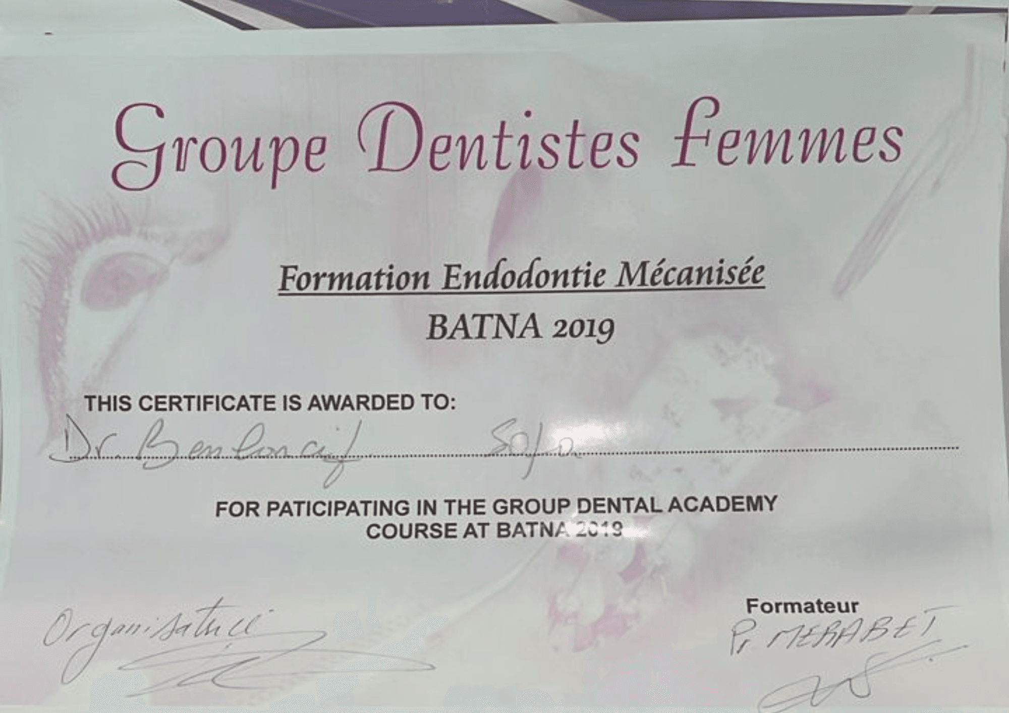 Formation en endodontie mécanisée avec Pr Merrabet Fatima Zahra – Batna - 2019